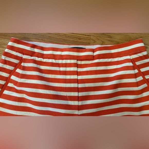 J Crew Women Short Size 12 Orange Striped Textured Chino Flat Front Inseam 3 - Picture 4 of 11